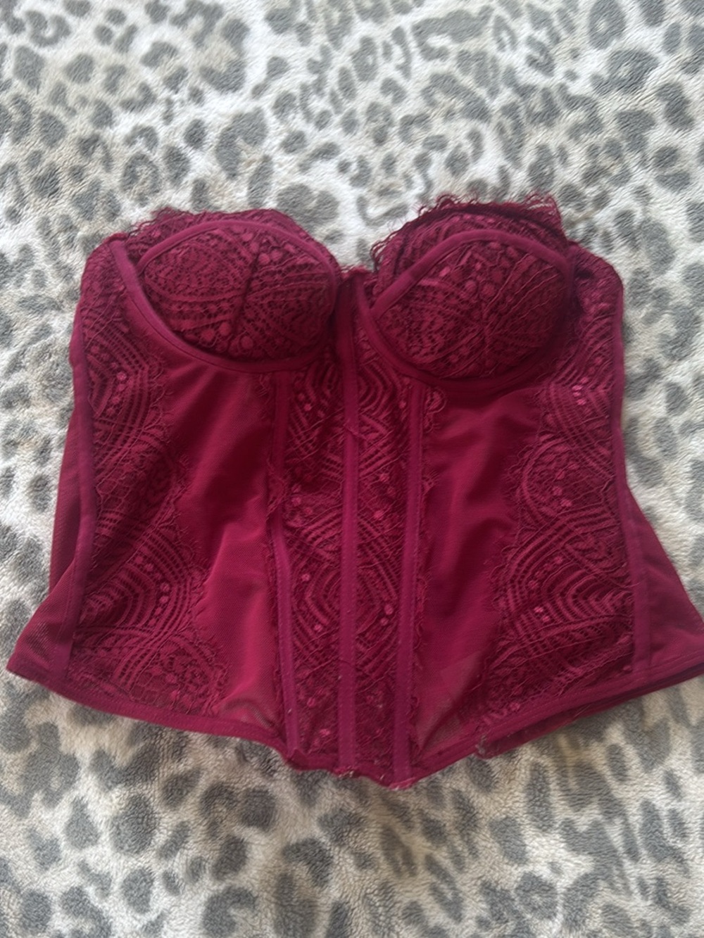 Garage Deep Burgundy Lace Bustier Corset